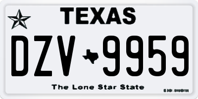 TX license plate DZV9959