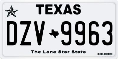 TX license plate DZV9963