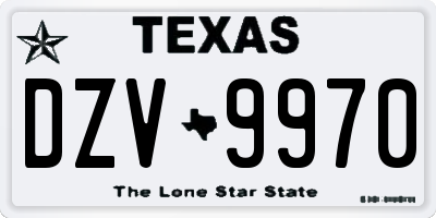 TX license plate DZV9970