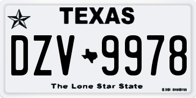 TX license plate DZV9978