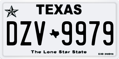 TX license plate DZV9979