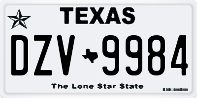 TX license plate DZV9984