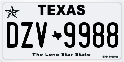 TX license plate DZV9988