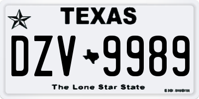 TX license plate DZV9989