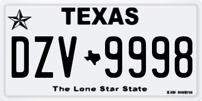 TX license plate DZV9998