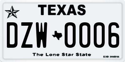 TX license plate DZW0006
