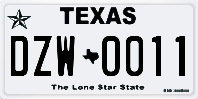 TX license plate DZW0011
