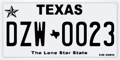 TX license plate DZW0023