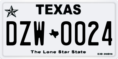 TX license plate DZW0024