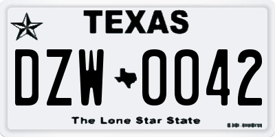 TX license plate DZW0042