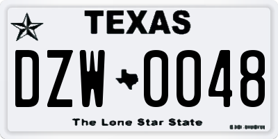 TX license plate DZW0048