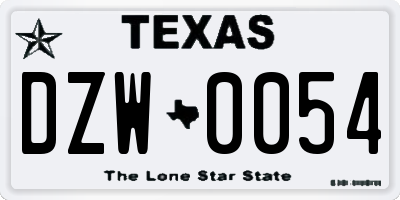 TX license plate DZW0054