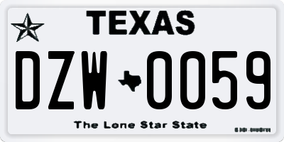 TX license plate DZW0059