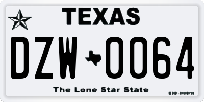 TX license plate DZW0064