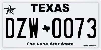 TX license plate DZW0073
