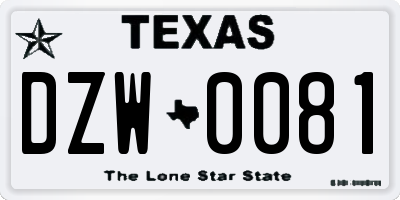 TX license plate DZW0081