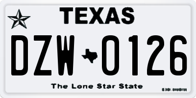 TX license plate DZW0126
