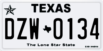 TX license plate DZW0134