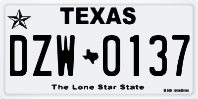 TX license plate DZW0137