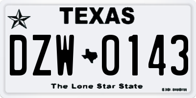 TX license plate DZW0143
