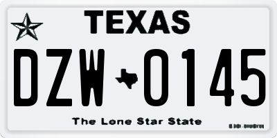 TX license plate DZW0145