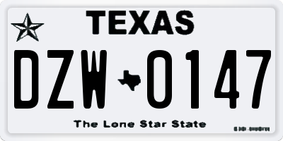 TX license plate DZW0147