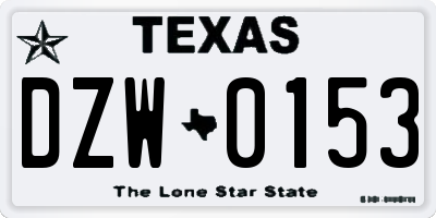TX license plate DZW0153