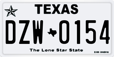 TX license plate DZW0154