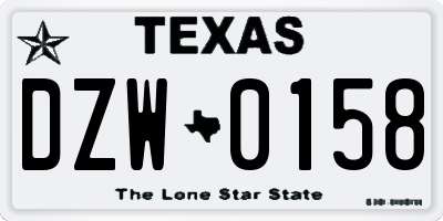 TX license plate DZW0158