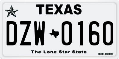 TX license plate DZW0160