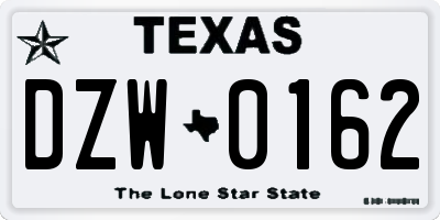 TX license plate DZW0162