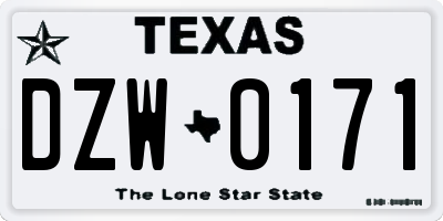 TX license plate DZW0171