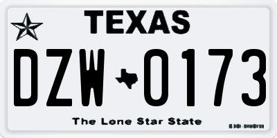 TX license plate DZW0173