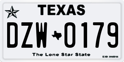 TX license plate DZW0179