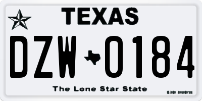 TX license plate DZW0184
