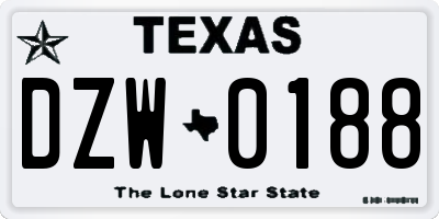 TX license plate DZW0188