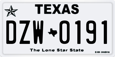 TX license plate DZW0191