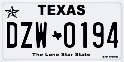 TX license plate DZW0194