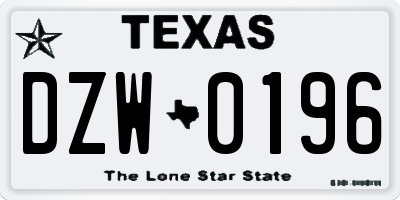 TX license plate DZW0196
