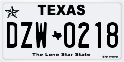 TX license plate DZW0218