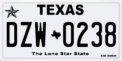 TX license plate DZW0238