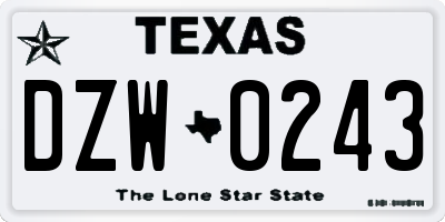 TX license plate DZW0243