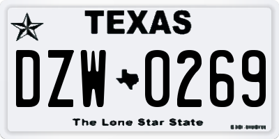 TX license plate DZW0269