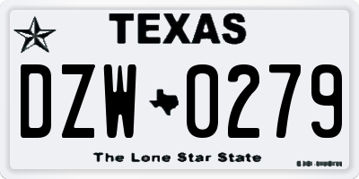 TX license plate DZW0279