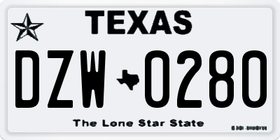 TX license plate DZW0280