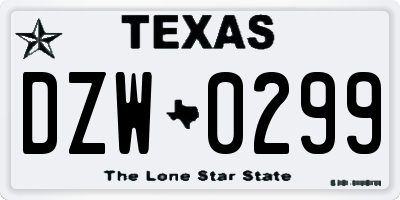 TX license plate DZW0299