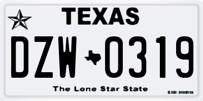 TX license plate DZW0319