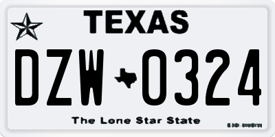 TX license plate DZW0324