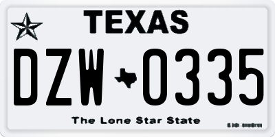 TX license plate DZW0335
