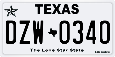 TX license plate DZW0340